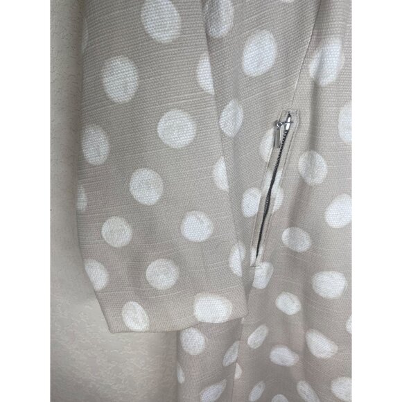Chicos 2 Linen Blend Cardigan Womens  L 12/14 Beige/White Polka Dot Long Open - Picture 7 of 13